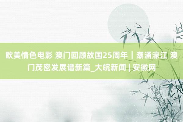 欧美情色电影 澳门回顾故国25周年｜潮涌濠江 澳门茂密发展谱新篇_大皖新闻 | 安徽网
