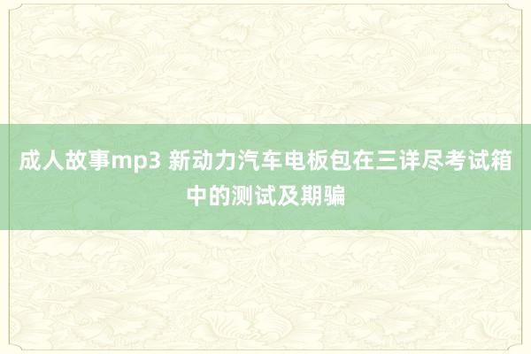 成人故事mp3 新动力汽车电板包在三详尽考试箱中的测试及期骗