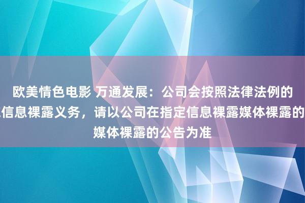 欧美情色电影 万通发展：公司会按照法律法例的要务实施信息裸露义务，请以公司在指定信息裸露媒体裸露的公告为准