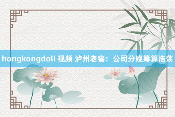 hongkongdoll 视频 泸州老窖：公司分娩筹算浩荡