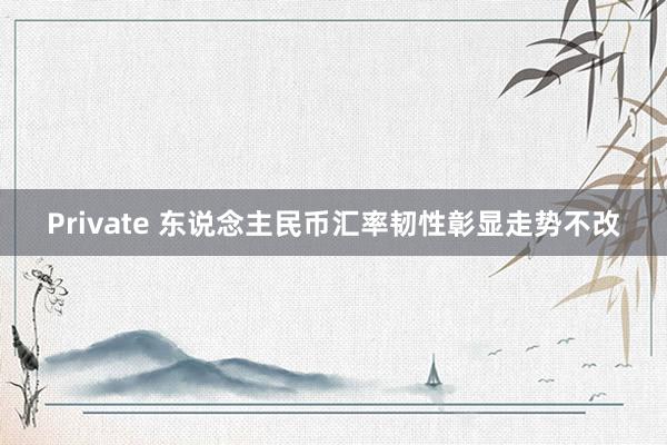 Private 东说念主民币汇率韧性彰显走势不改