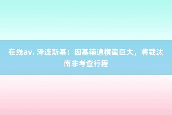 在线av. 泽连斯基：因基辅遭横蛮巨大，将裁汰南非考查行程