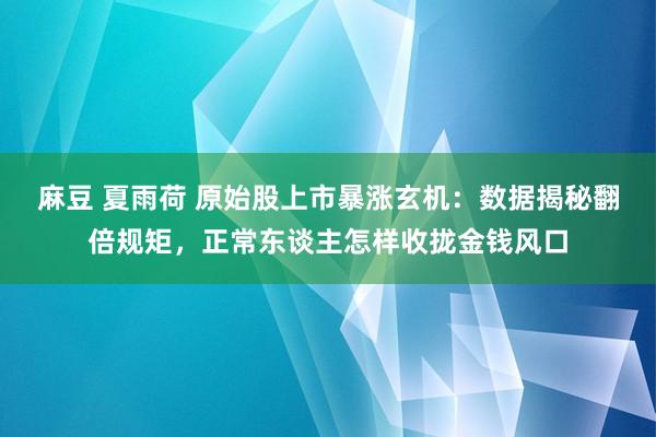 麻豆 夏雨荷 原始股上市暴涨玄机：数据揭秘翻倍规矩，正常东谈主怎样收拢金钱风口